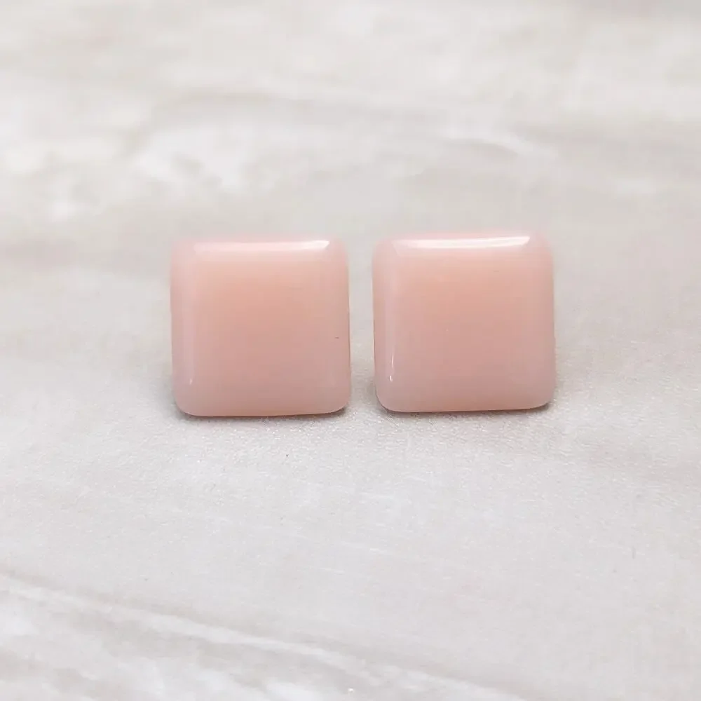 Vintage Avon Clip On Earrings Pink Rounded Square Earrings Stylish Glam